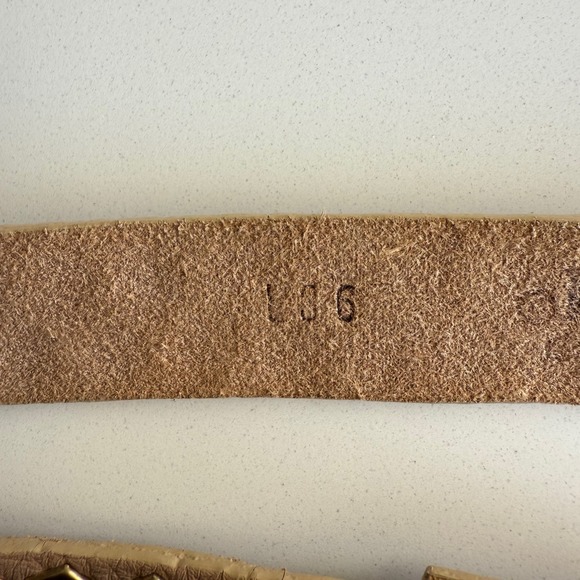 LeatherRock Brass Hexagon Oval Buckle Inset Leather Belt 40" Length - Picture 8 of 10